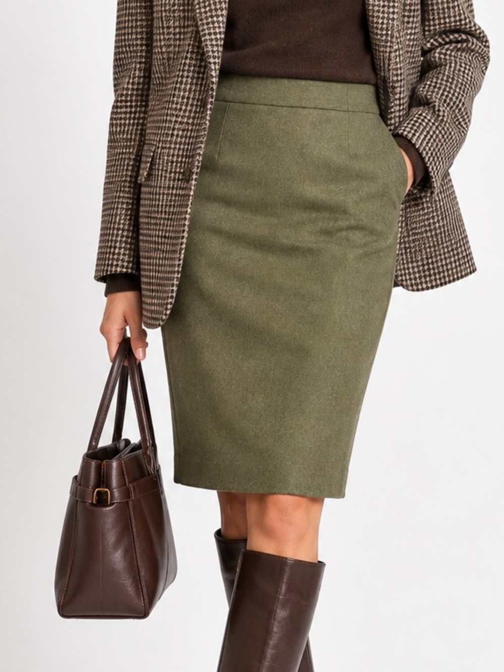 J.Crew No. 2 Olive Green 100% Wool Pencil Skirt 6